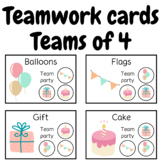 Teamwork cards | Working together in groups of 4 | Team bu