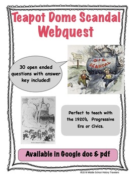 Teapot Dome Scandal Webquest (Websearch) by Middle School History Travelers