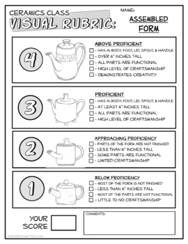 Preview of Teapot! Visual Rubric for Ceramics Class!