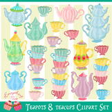 Teapots Tea Pots and Teacups Tea Cups Clipart Set