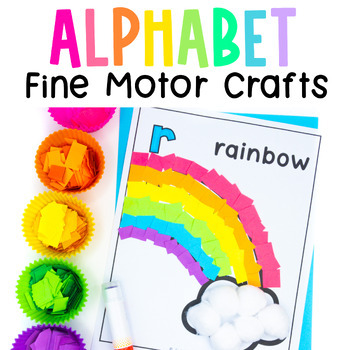 Preview of Alphabet Tear Art Crafts, Paper Tearing Fine Motor Skills No Prep Worksheets