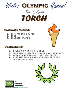 Preview of Tear & Squash Olympic Torch - Fine Motor Craft for PreK, K, Grades 1-3