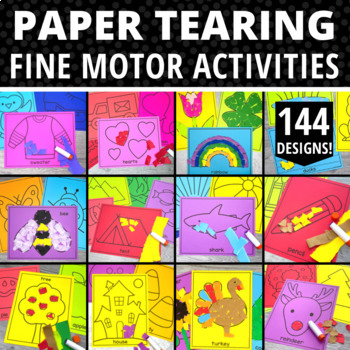 Preview of Tearing Paper BUNDLE Spring Summer Fine Motor Practice Crafts Coloring Pages