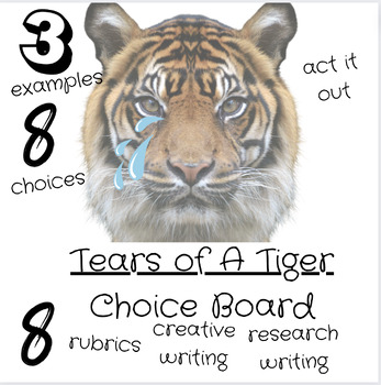 Preview of Tears of a Tiger Choice Board project Digital Research & Creative Writing