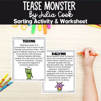 Preview of Tease Monster Sorting Companion Activity Julia Cook | Fortune Teller