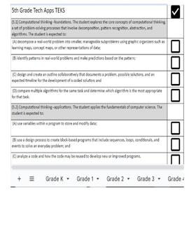 Preview of Tech Apps TEKS Checklists 24-25 K-5