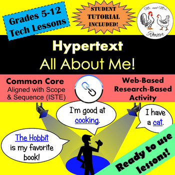 Preview of Tech Lesson - Hypertext - All About Me! | Back to School Technology Lesson Plan