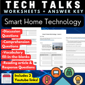Preview of Tech Talks: Smart Home Technology Companies Worksheets + Answer Key!