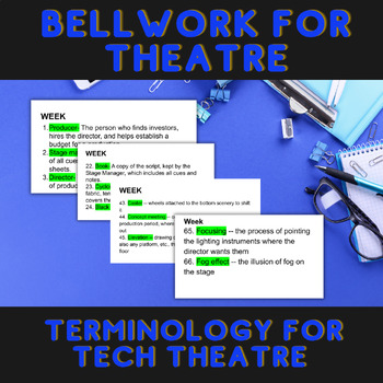 Preview of Tech Theatre Terms Bellwork