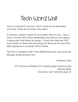 Preview of Tech Word Wall: Freebie