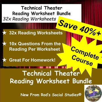 Preview of Technical Theater COMPLETE Reading Worksheet Bundle **Editable**
