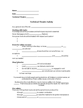 Preview of Technical Theatre Safety Notes Guide