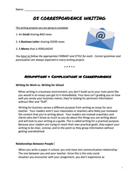 Preview of Technical Writing / Business English - 5 Correspondence Writing Packet