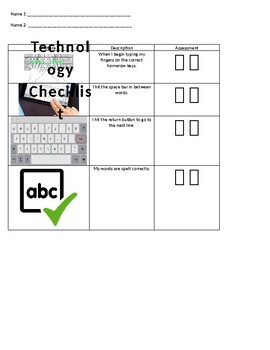 Preview of Technology Checklist for homerow keys