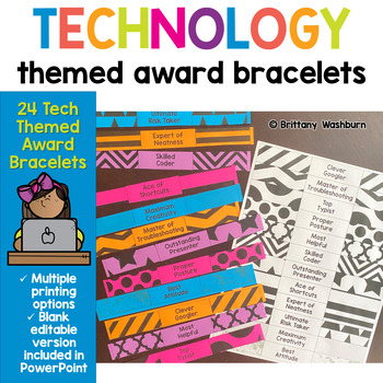 Preview of Technology Class Awards Bracelets for Classroom Management