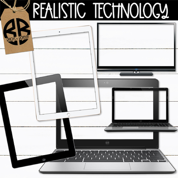Preview of Realistic Laptop Computer and iPad Clipart for Mockups SET 1