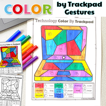 Preview of Technology Color By Trackpad Gestures Printable Worksheets