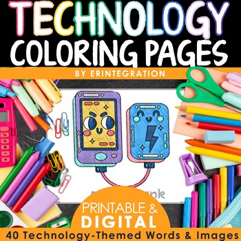 Preview of Technology Coloring Pages 40 Printable Coloring Sheets Unplugged Activity