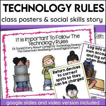 Preview of  Technology Computer Rules Social Story Classroom Rules & Expectations Posters