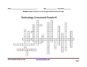 Technology Crossword Puzzle #1 (STEM Activity) by ...