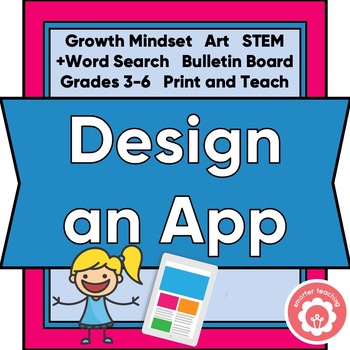Preview of Designing an App Growth Mindset STEM STEAM +Word Search Grades 3-6