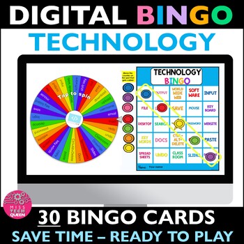 Preview of Technology Digital Bingo Game Computer Lab Activities Google Vocabulary Terms
