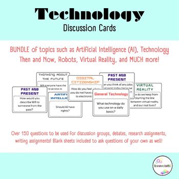 Preview of Technology Discussion Cards- Artificial Intelligence, Virtual Reality, and more!