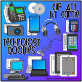 Technology Doodles digital clip art:  BW and full color PN