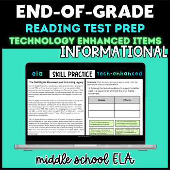 Preview of Technology Enhanced Items (TEI) - Grades 7-8 Reading ELA EOG Test Prep