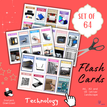 Preview of Technology Flash Cards Computer Science Parts x64 Printable Hardware WJEC ocr