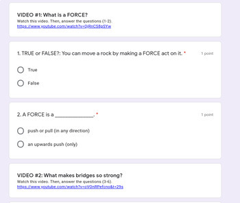 Preview of Technology: Forces & Bridges Video Notes Activity Google Forms online activty