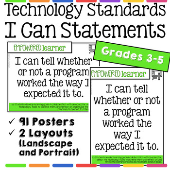 Preview of Technology I Can Statements for Grades 3-5 - Tech Decor Theme