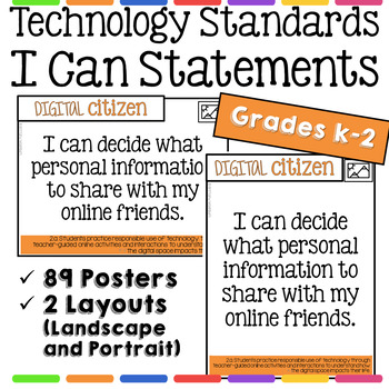 Preview of Technology I Can Statements for Grades K-2 - Tech Decor Theme