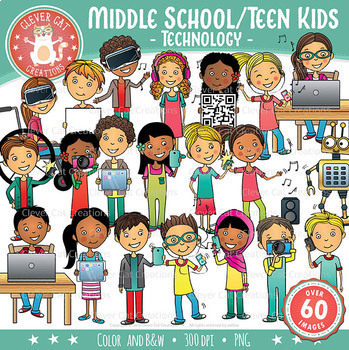 Preview of Technology Kids Clip Art – Middle School / Teen (STEM Series)