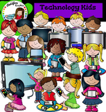 Technology Kids Clip Art set- Color and B&W