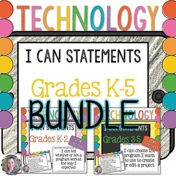 Preview of Technology I Can Statements Posters K-5 Bundle 