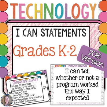 Preview of Technology I Can Statements for Grades K-2