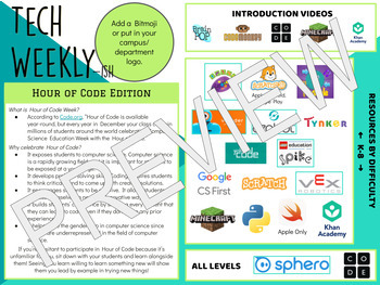 Preview of Technology Newsletter: Tech Weekly #10 - Hour of Code Edition (Editable)