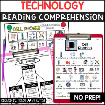 Preview of Technology Reading Comprehension Passages and Worksheets with Visuals
