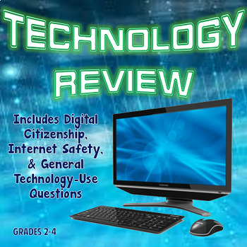 Preview of Technology Review Task Cards / Quiz for Grades 1 - 4