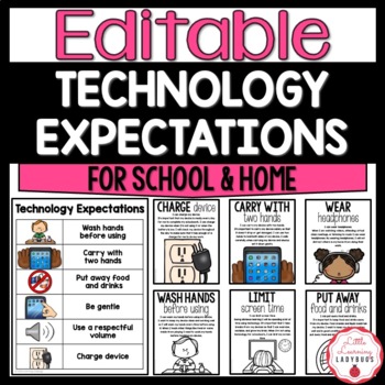 Preview of Technology Rules and Expectations for Classroom and Homeschool | EDITABLE