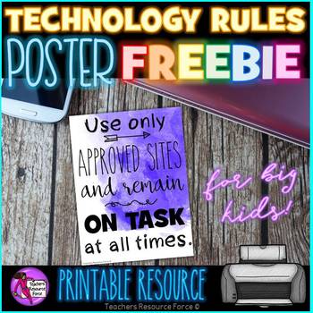 Preview of Technology Lab Rules Poster FREEBIE
