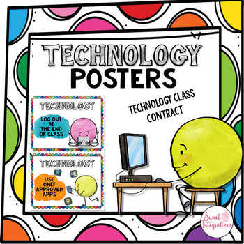 Preview of Technology Rules Posters and Classroom Contract Digital Download