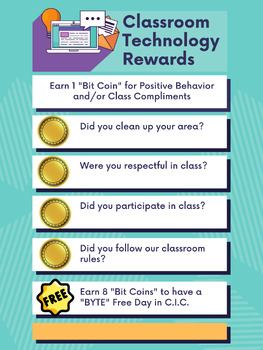 Preview of Technology/STEM Classroom Rewards Poster