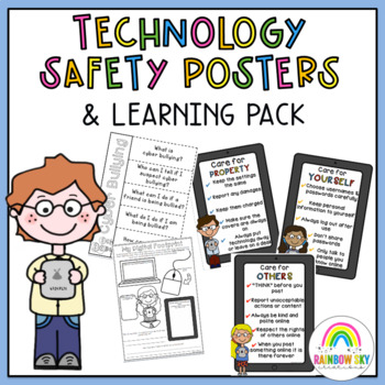 Preview of Technology Rule Posters and Learning Pack - Cyberbullying - Internet Safety