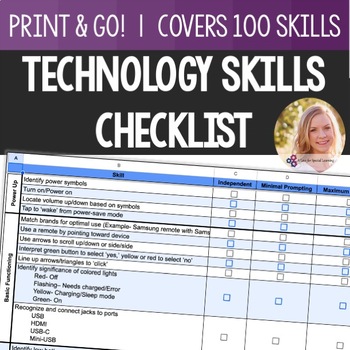 Preview of Technology Skills Checklist. Google Sheet - Functional Life Skills Special Ed