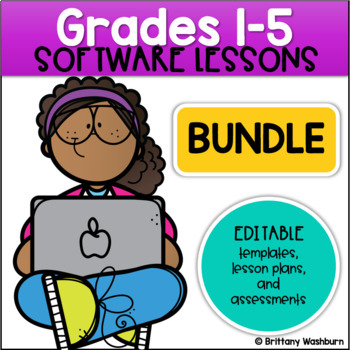 Preview of Technology Software Lessons Bundle for Grades 1-5 Computer Lab Curriculum