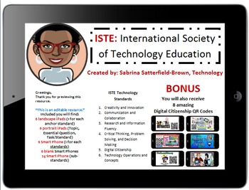 Preview of Technology Standards: ISTE w Bonus QR Codes