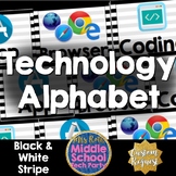 Technology Terms Alphabet Posters- Black & White Stripes