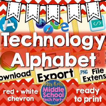 Preview of Technology Terms Alphabet Posters- Red Chevron